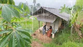 BETAH BANGET, SUASANA HUJAN DERAS GEMURUH GUNTUR DI PEDESAAN DEKAT PESAWAHAN, KAMPUNG PALING INDAH