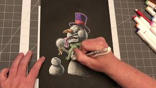 How to Draw Frosty the Snowman - 0108 - Speed / Time Lapse Drawing Tutorial