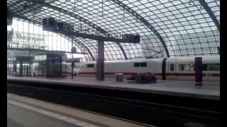 BGE EC 55 train by PKP IC taxing on Berlin Hbf when ICE train leaving station