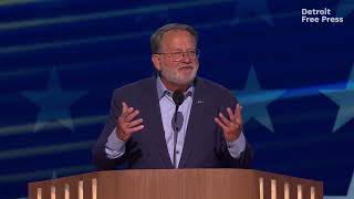 Gary Peters speech at 2024 DNC addresses unions and impact of Project 2025 and Donald Trump