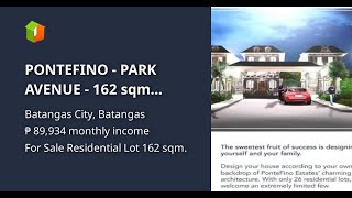 PONTEFINO - PARK AVENUE - 162 sqm Residential Lot for Sale in Batangas City