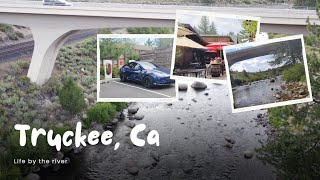 Stopped by at the Truckee River to charge the Tesla and dip in the water