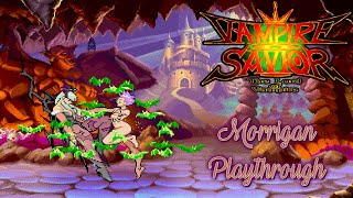 Vampire Savior - Morrigan Playthrough (Hardest Difficulty)