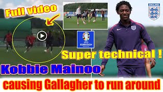 Kobbie Mainoo shows SUPERSTAR TECHNIQUE! Causing Gallagher chaos during England's training session.