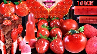 ASMR RED DESSERT 1000K THANKS STRAWBERRY TANGHULU BIG JELLY, MARSHMALLOW, SYRINGJELLY, CHOCO CAKE