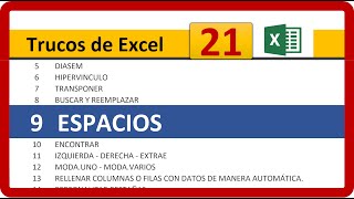 21 Trucos de Excel 2019 - Tema N. 9 Espacios en blanco