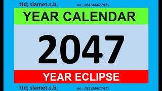 2047 calendar + map of solar and lunar eclipses in the world