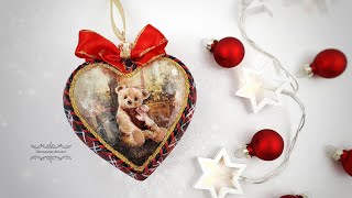 bauble heart with teddy bears  #pentartofficial #pentart #itdcollection  # DIY tutorial...