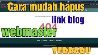 Cara menghapus link artikel blog di webmaster master tool