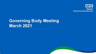 CCG Governing Body Meeting - 25 March 2021