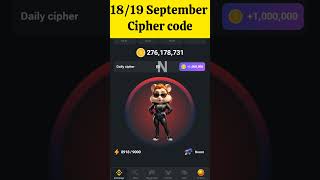 18/19 September Hamster Kombat Daily Cipher Code | Hamster Kombat Daily Combo 18 Sept |Cipher Code