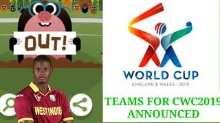 ICC Cricket World Cup 2019 Teams Officially announced