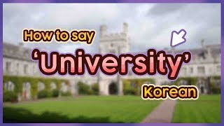 How to say 'University' in Korean