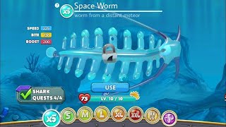 Hungry Shark World BUT I GAME WITH THE NEW SPACE WORM SHARK All 34 Sharks Unlocked Hack Gems and Coi