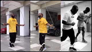 DAVIDO ON HIS JOURNEY TO 6 PACKS SKIPPING ROPE 50 TIMES BEHIND HIS ROLLS ROYCE CULLINAN