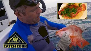 Mozambican red Snapper spearfished and baked | catch cook | Inhaca Island, Mozambique