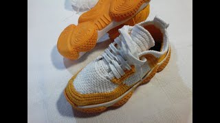 кроссовки на подошве Ромео вязаные крючком  knitted shoes