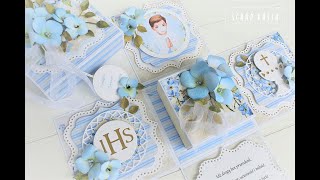 TUTORIAL - EXPLODING BOX NA PIERWSZĄ KOMUNIĘ DLA CHŁOPCA Z KOLEKCJI BLOSSOM BLUE OD SCRAP AND ME