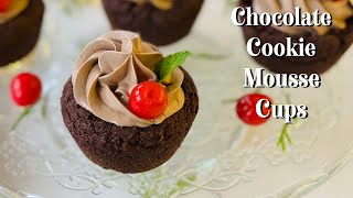 Chocolate Cookie Mousse Cups | Chocolate cookie cups | Cookies Recipe | Flavourful Food