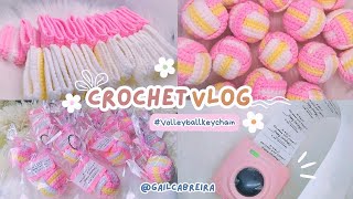 CROCHET VLOG: Making Bulk order of Crochet Volleyball ball keychain | Pink Volleyball | Packing