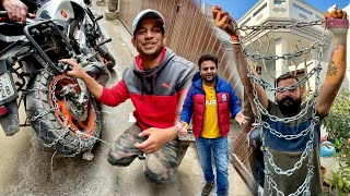 Ab Hogi faad winter ride 🏍️ MAKING SNOW CHAINS for Dominar and KTm 390