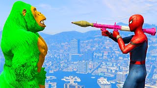 GTA 5 Crazy Ragdolls Spiderman VS Green Gorilla (GTA 5 Euphoria Physics Funny Moments & Fails)