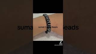 Black and Silver Crystals Beaded Bracelet 🎁😍🥰 #beadedjewelery #handmade #beadedjewlery