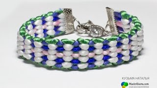 Браслет Кумихимо Плоский  На 11 нитей / Tutorial: Beaded bracelet Kumihimo