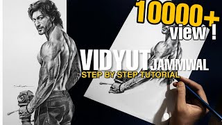 VIDYUT JAMMWAL Sketch | Realistic Drawing Tutorial |Step By Step |#realistic_drawing #vidyut_jammwal