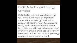 COQ10 - ANTIOXIDANT FOR ENERGY PRODUCTION