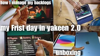 MY FRIST DAY IN YAKEEN 2.0🤯 || HOW I MANAGE MY BACKLOGS|| NEW IPAD UNBOXING 😈#physicswallah #neet