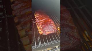 6 hours into cook #smokedribs #backyardbbq #offsetsmoker #homecook #bbqrecipes