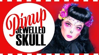 JEWELS | DAY OF THE DEAD| SUGAR SKULL | AIRBRUSH MAKEUP | HALLOWEEN LOOK | PINUP SKULL