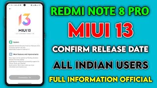 Redmi Note 8 Pro MIUI 13 New Update Release Date In India 😍 | Redmi Note 8 Pro MIUI 13