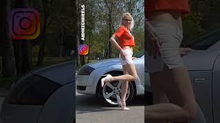 Ania-heels,legs and cars🌞 #shorts #longlegs #heels