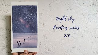 Watercolor night sky painting series 2/5 | EASY galaxy painting for beginners.