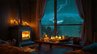 Powerful Rain and Thunder Sounds for Sleeping | Warm Fireplace | Sleep Sounds