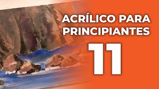 Clase con acrílico para principiantes 11 - ACANTILADO CON PIEDRAS - 👩‍🏫🎨