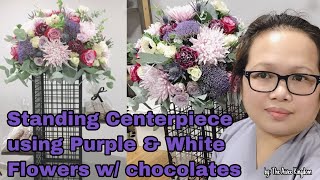 How to arrange flowers in a Long stand as centertable using Purple&White Flowers | The Aivee Kingdom