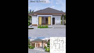 35x35 Feet House Plans 10.7x10.5 Meter 2 Beds 2 Baths Hip roof Reel #housedesign #homedesign