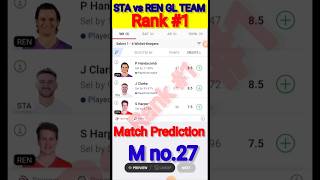 REN VS STA DREAM 11 team prediction | STA vs REN dream11 prediction/ #shorts #shortviral