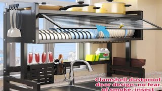 How to Install Metal Dish Dustproof Rack Sink w/ Cabinet Door | Plate Drying Kitchen Organizer