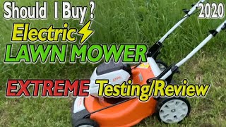 Can ELECTRIC Lawn Mower Mow 3FT TALL GRASS ?? EXTREME Cordless Mower Review Stihl Greenworks Snapper