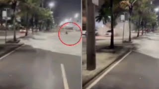 Ondas de ressaca derruba ciclista e toma calçadão  do Leblon no Rio de Janeiro