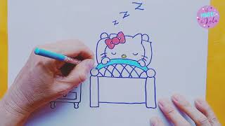 🐾 🐱 CÓMO DIBUJAR A HELLO KITTY durmiendo 🐱 🐾