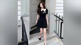 Sweet Dress Women Preppy Style Bow Turn Down Collar Mini Dress Student