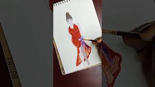 red girl dress art #art #shortvideo #dress #painting