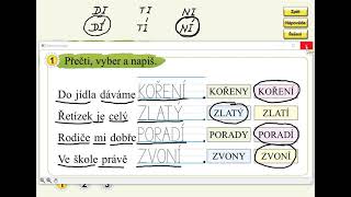 Slabiky DI, TI, NI (práce s textem), SLABIKÁŘ 2, str. 61, cv.1