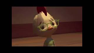 Chicken Little “Who are we talkin’ about?” scene, but with laugh track