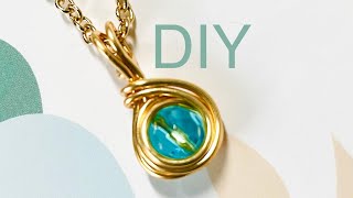 How to make pendant , tutorial easy wire wrapped Jewellery project for beginner